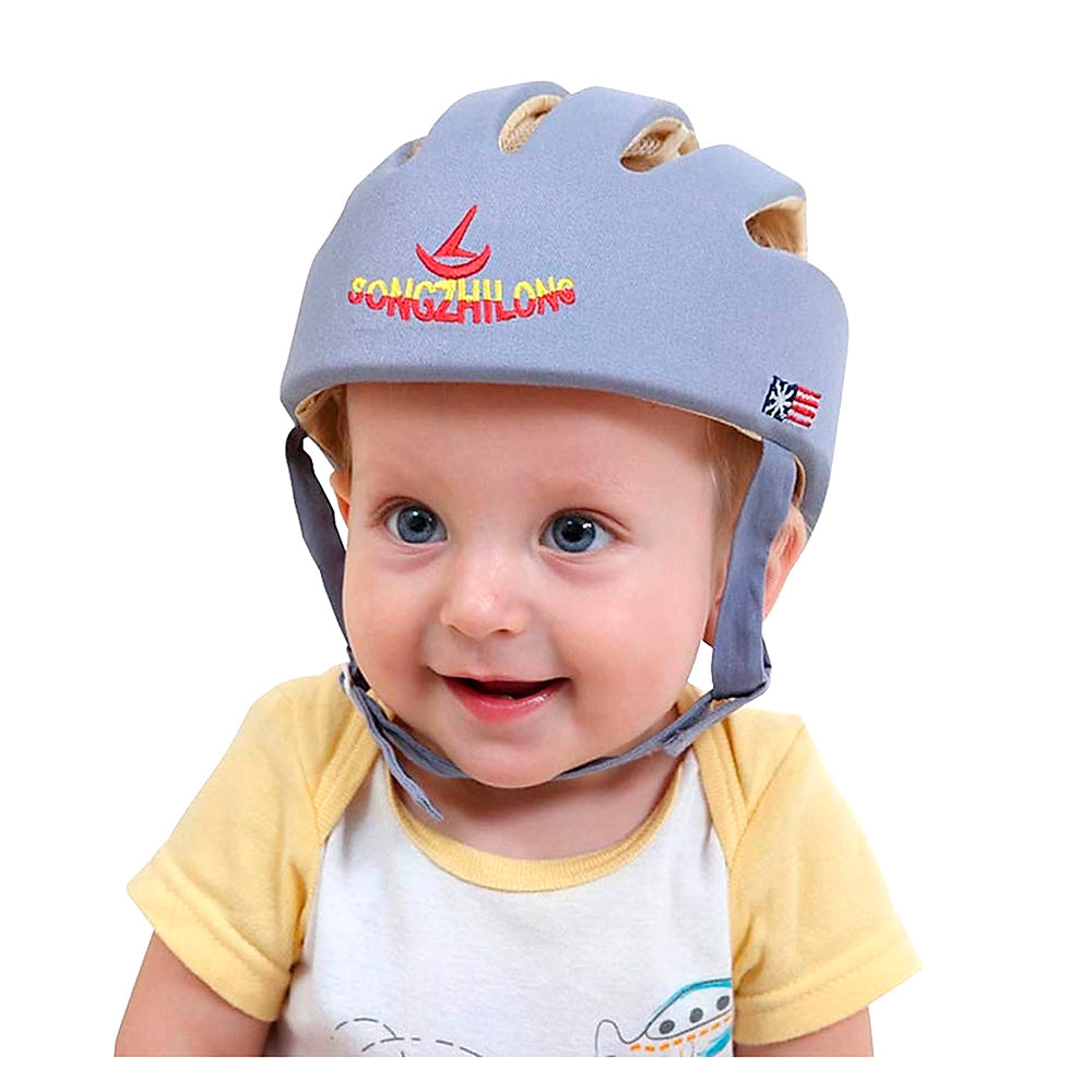 Casco Protección Seguridad Bebe Antigolpes Gateo Gris