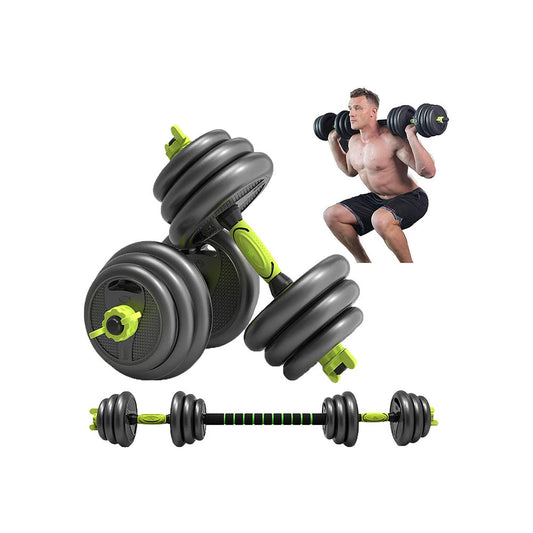 Set Mancuernas Armables Multifuncion 40 kg Acero Cromado con Barra Union