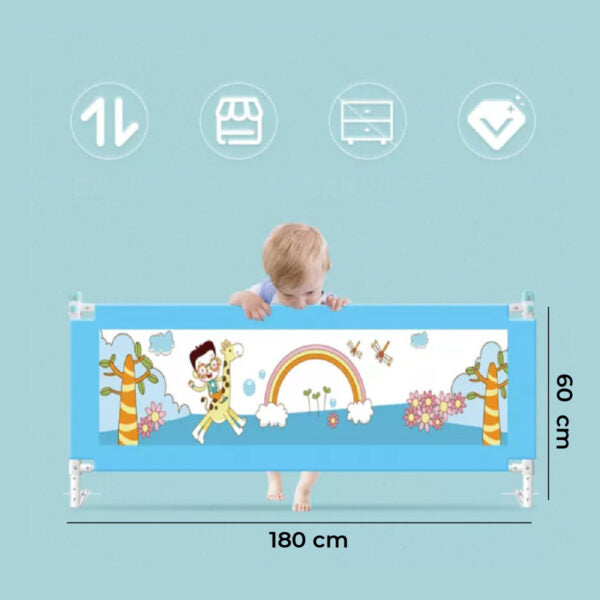 Baranda De Cama Seguridad Bebe Plegable 180cm Celeste