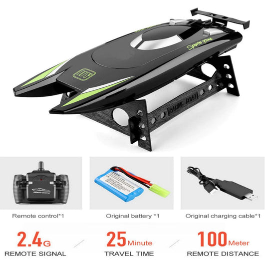 Lancha Juguete A Control Remoto Doble Motor, Negra