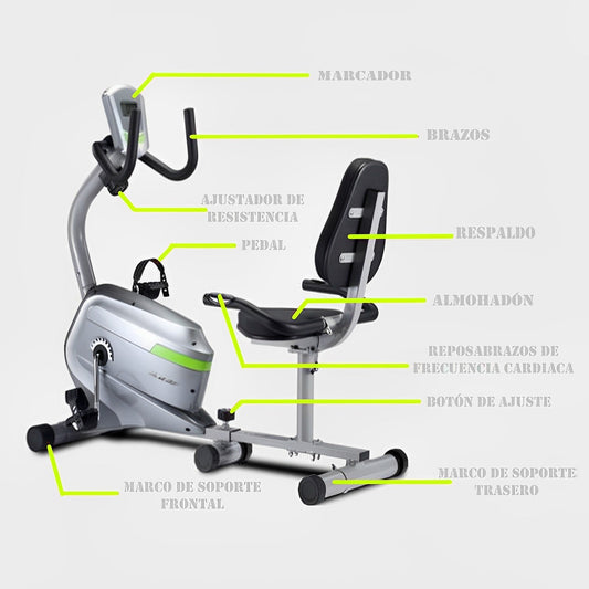 Bicicleta Eliptica Recostada Profesional DS6300 con Asiento 8 Niveles Resistencia LCD 120 kg