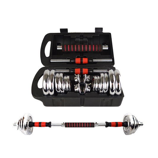 Juego de Mancuernas 15 Kg Acero Cromadas + Barra y Maletín