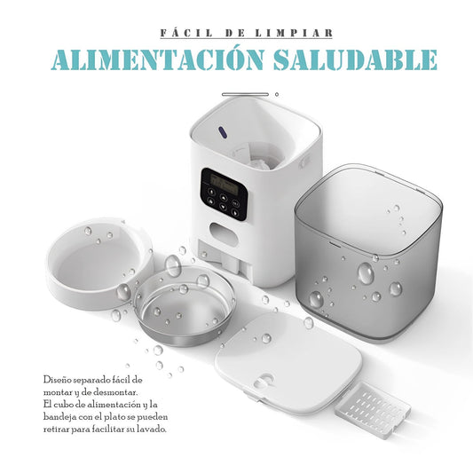 Dispensador automático mascotas programable temporizador perros gatos