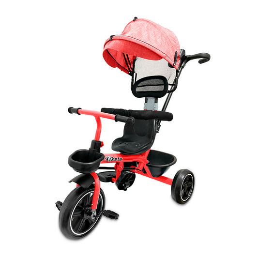 Triciclo Coche Infantil 5 en 1 Toldo UV Barra Parental Freno Asiento Giratorio 25 kg