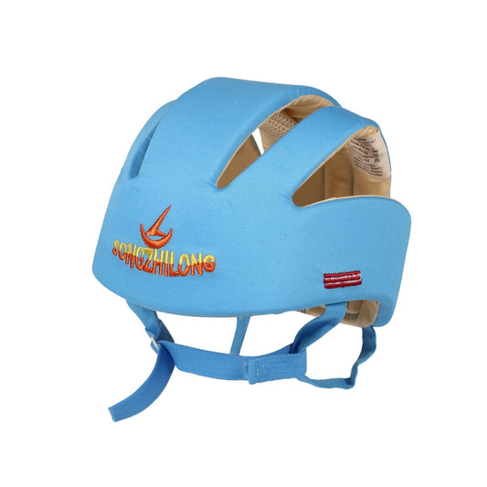 Casco Antigolpes Bebe Gateo Celeste EVA Algodon Ajustable Velcro 6-24 Meses