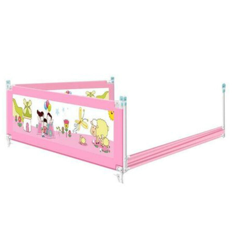 Baranda De Cama Seguridad Bebe Plegable 150cm Rosada