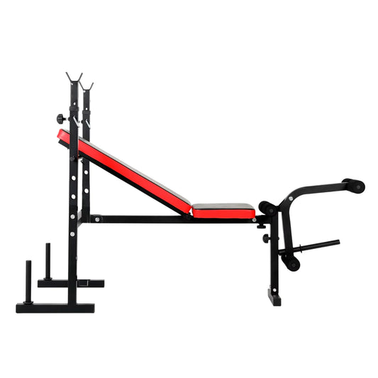 Banco Press Banca Multifuncional Inclinable con Soporte Piernas Barra Ajustable 120 kg