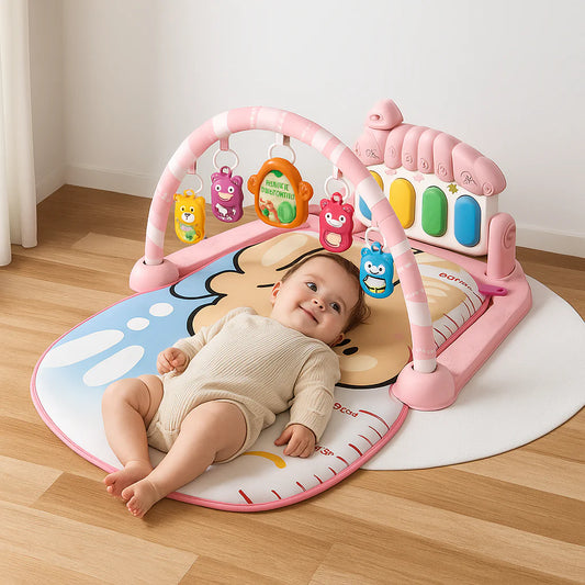 Gimnasio Alfombra Bebe Piano 3 en 1 Little Bear Rosado
