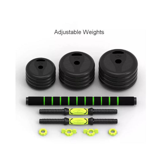 Set Mancuernas 20 kg con Union Ajustable Acero Cromado Barra Maletin