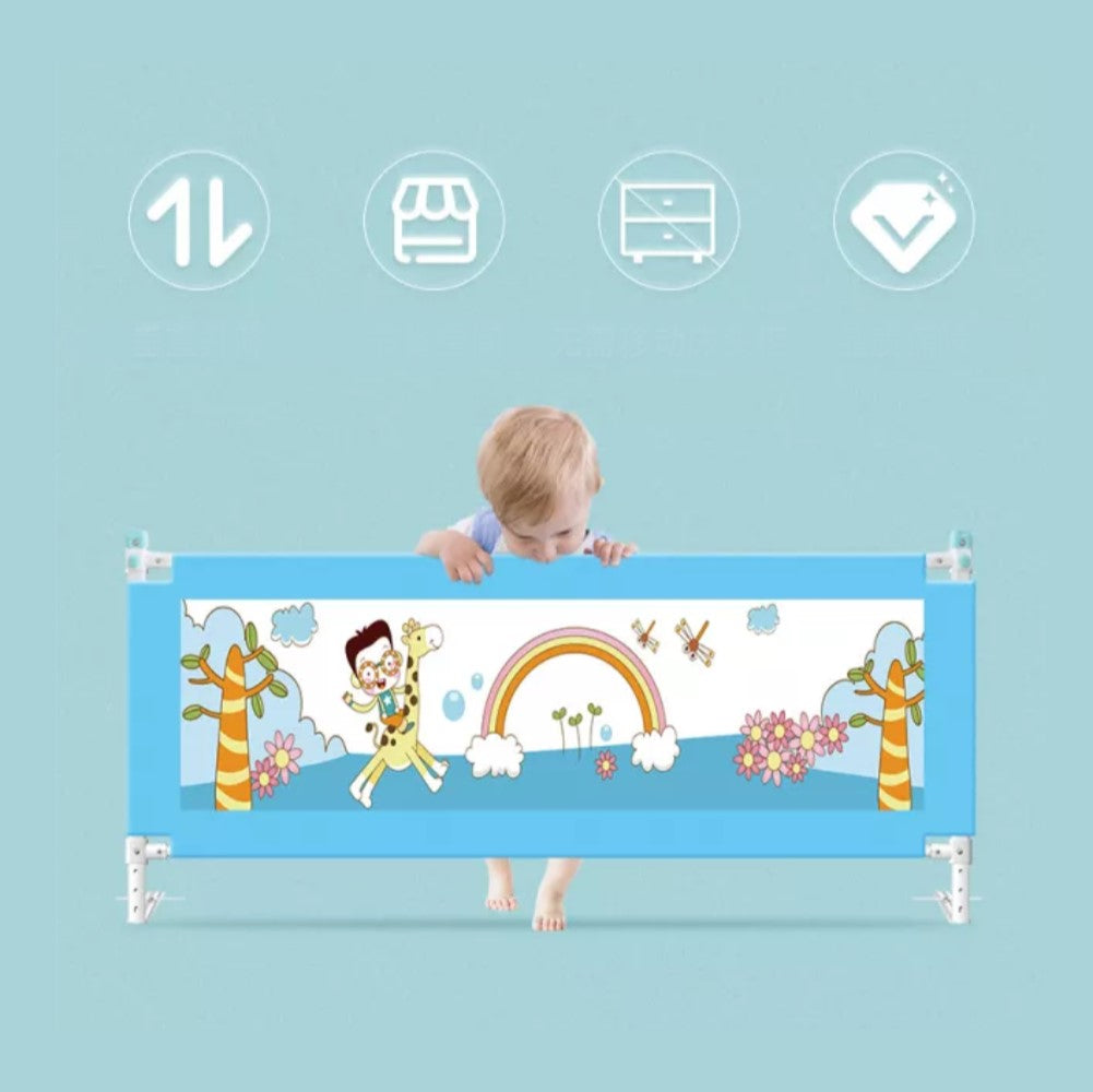 Baranda De Cama Seguridad Bebe Plegable 150 Cm Celeste