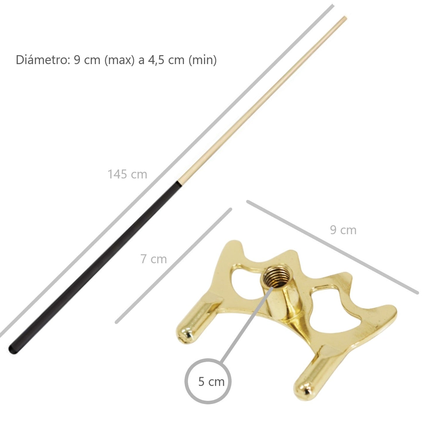 Diablo De Pool Metálico Completo + Taco 145 Cm