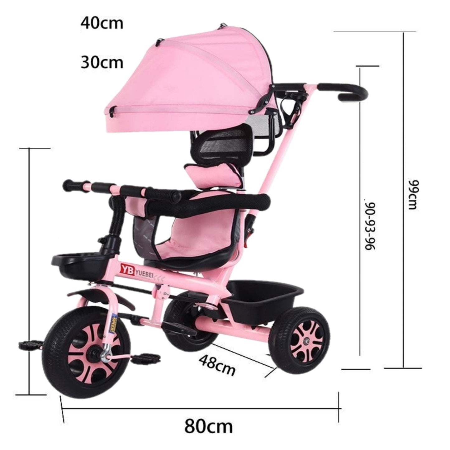 Coche Triciclo 4 En 1 Rosado Infantil