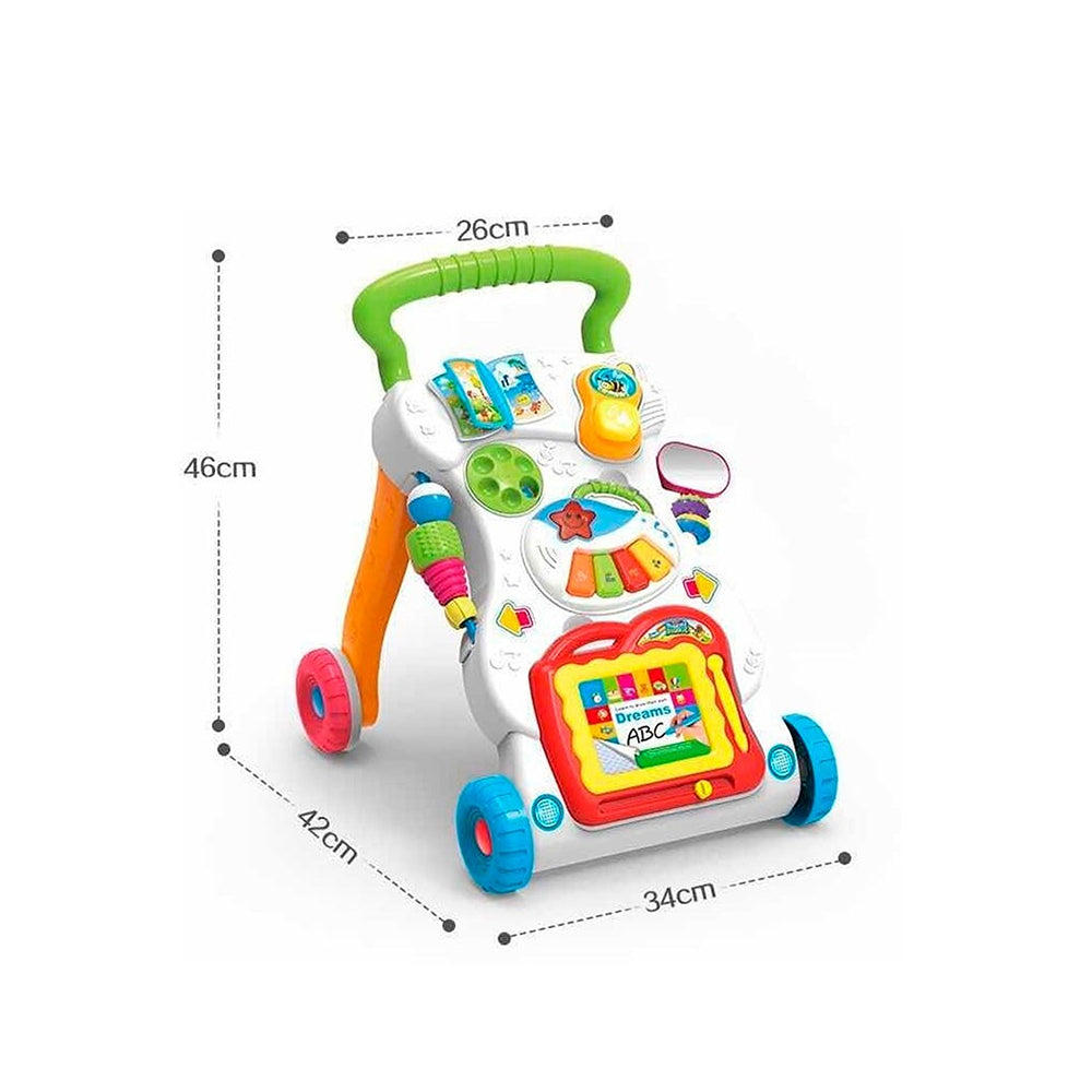 Andador Correpasillos Musical Bebe 2 en 1 Luces Sonidos Base Antivuelco Ruedas Goma Plegable