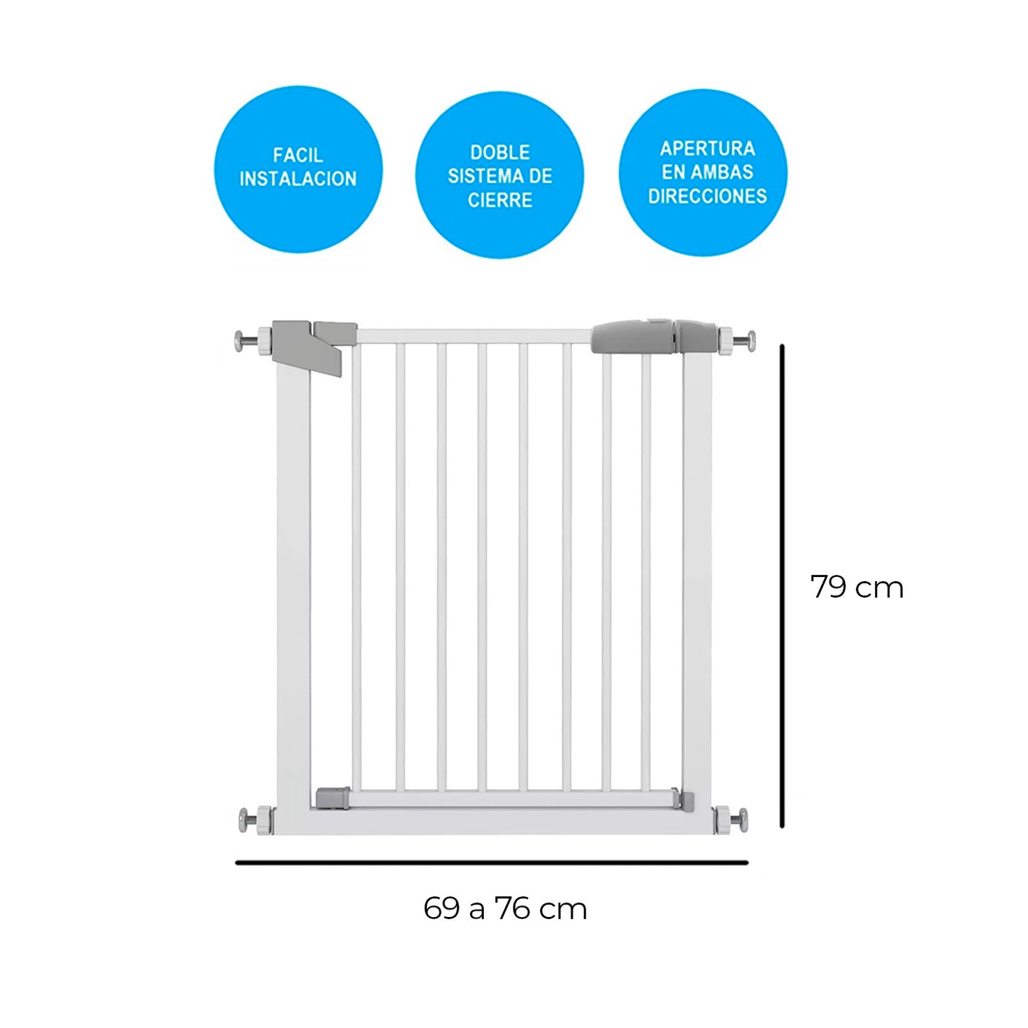 Reja Escalera Puerta Bebe Mascotas Seguridad 69 Cm