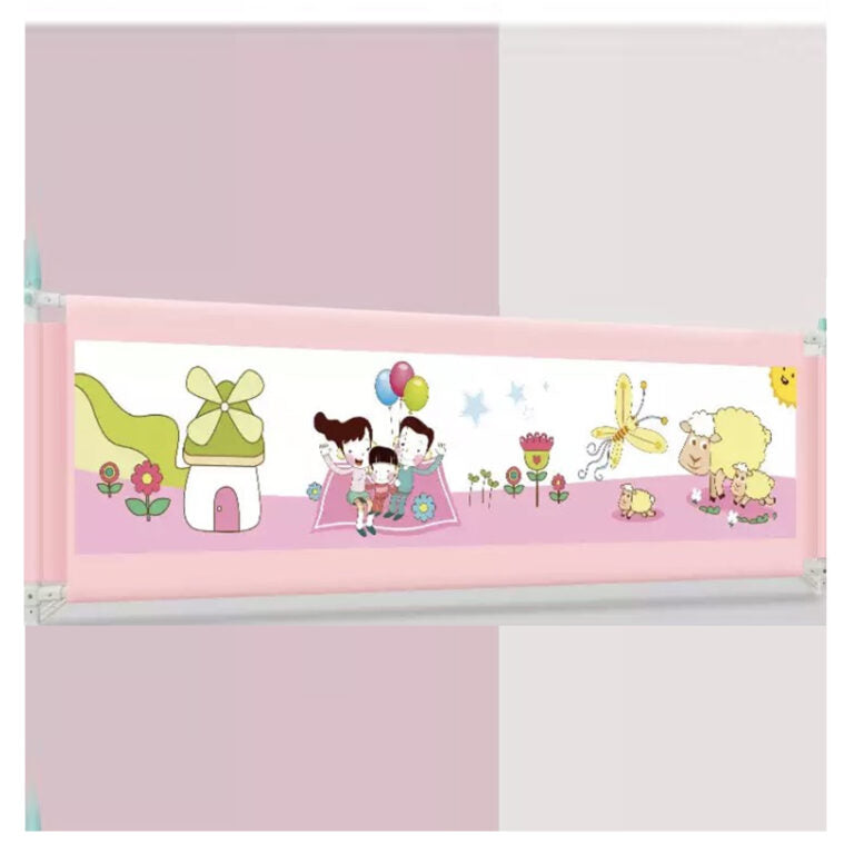 Baranda De Cama Seguridad Bebe Plegable 150cm Rosada