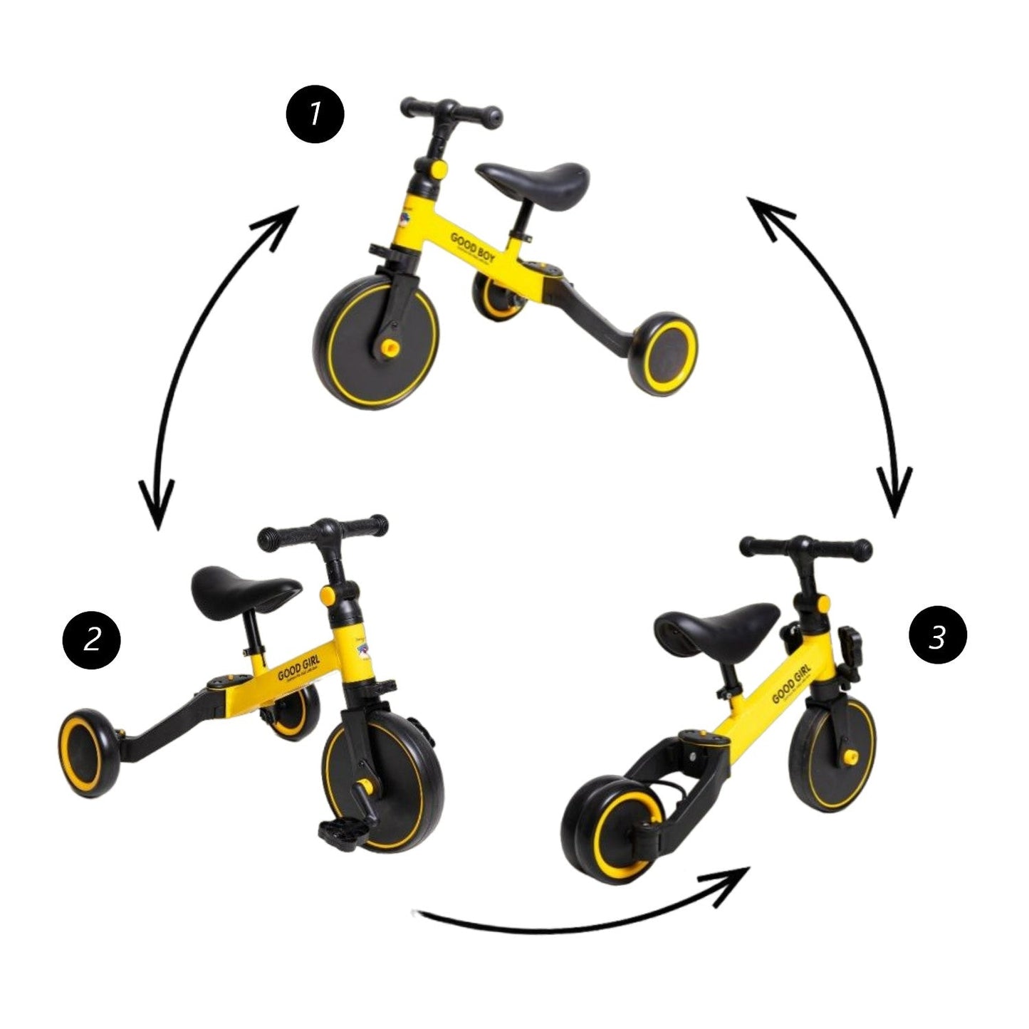 Triciclo Multiposiciones 3 en 1, Amarillo