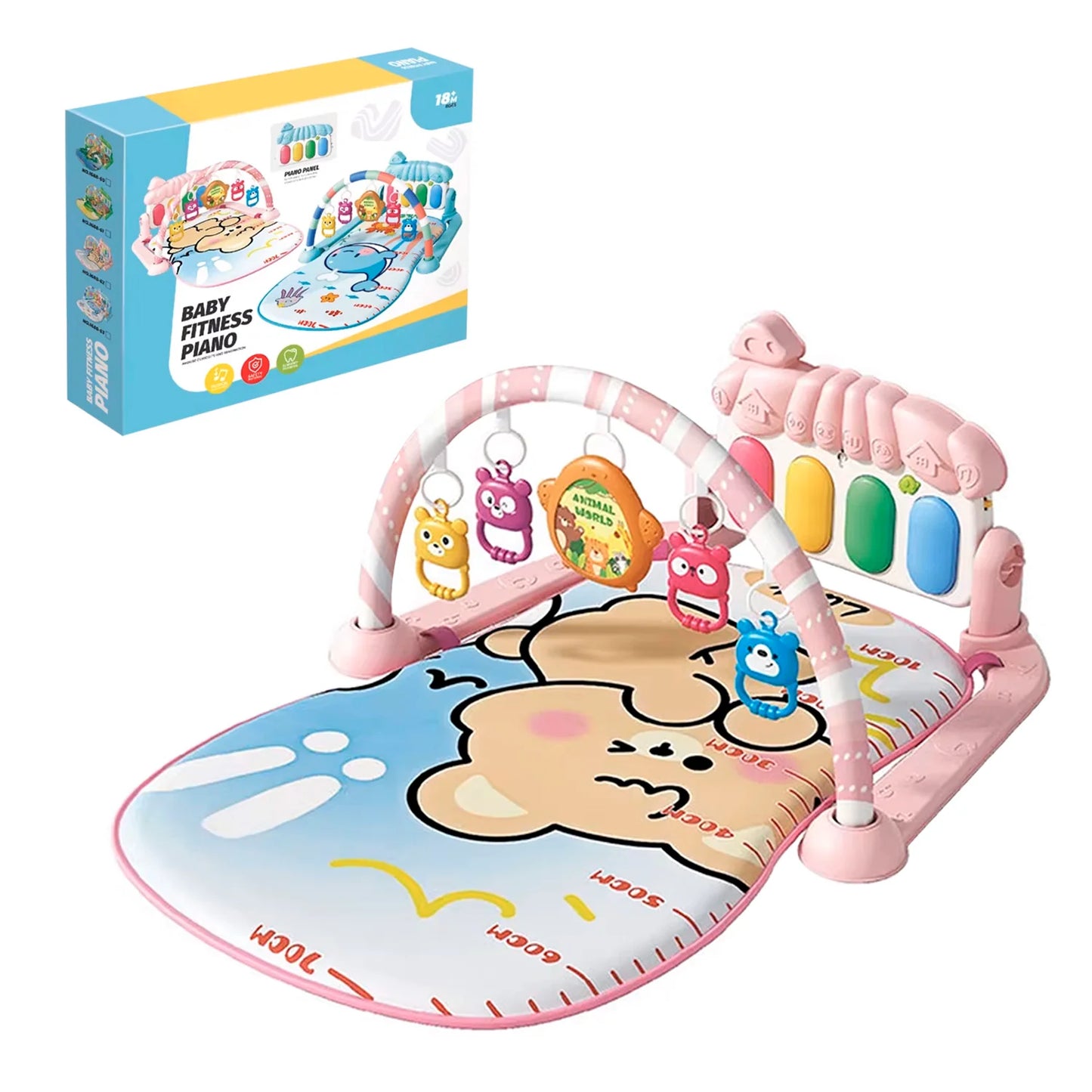 Gimnasio Alfombra Bebe Piano 3 en 1 Little Bear Rosado