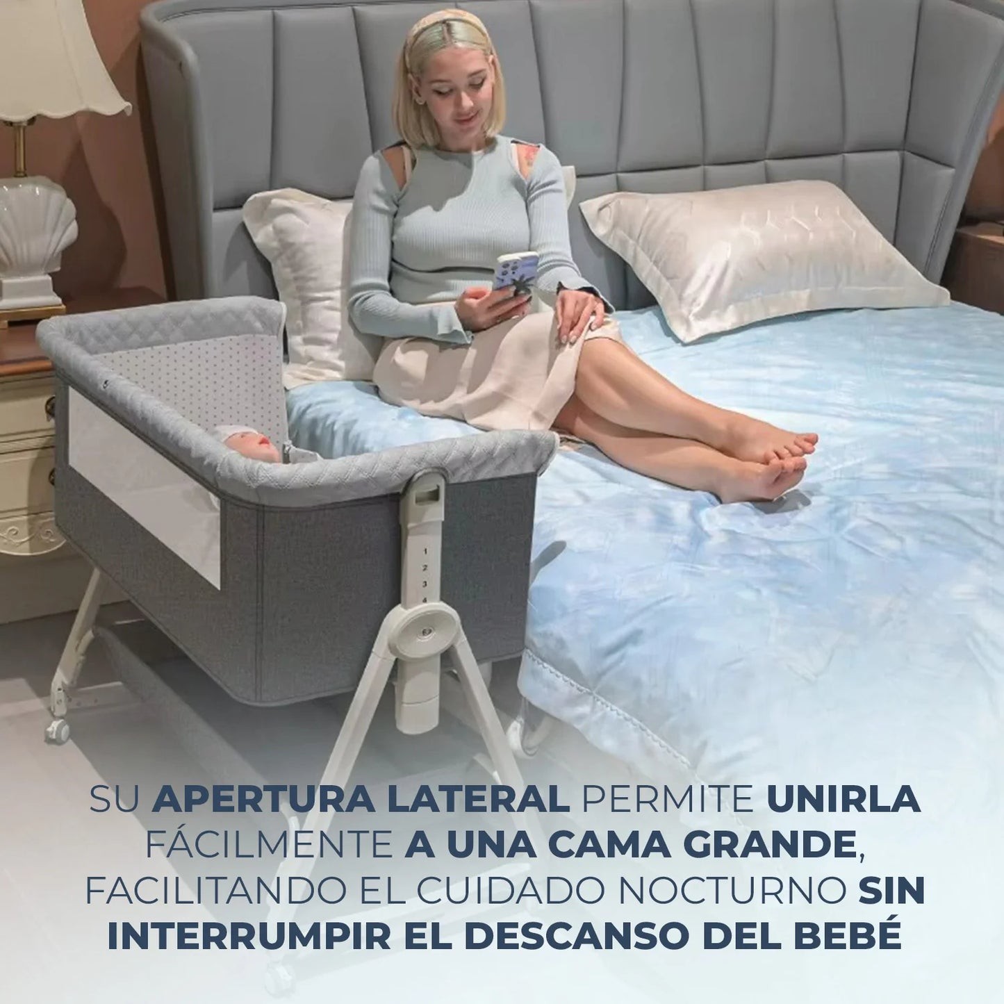 Cuna Colecho Moises Bebe Mecedora 6 Alturas Safe&soft Gris claro