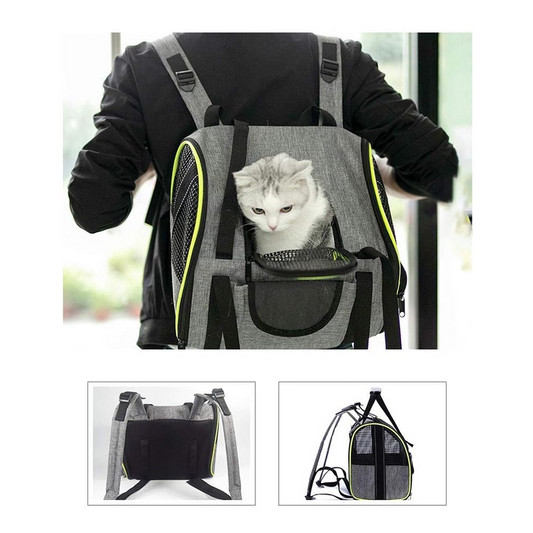 Mochila transportadora mascotas transpirable ventana acrílica gatos