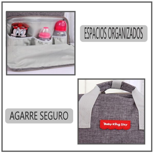 Mochila Pañalera Bebé Bolso Maternal Elegante Gris
