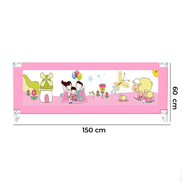 Baranda De Cama Seguridad Bebe Plegable 150cm Rosada