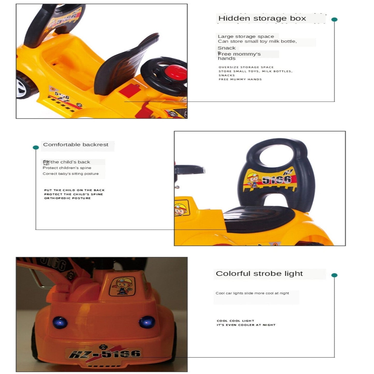 Correpasillos Andador Excavadora Luces Y Sonidos Amarillo