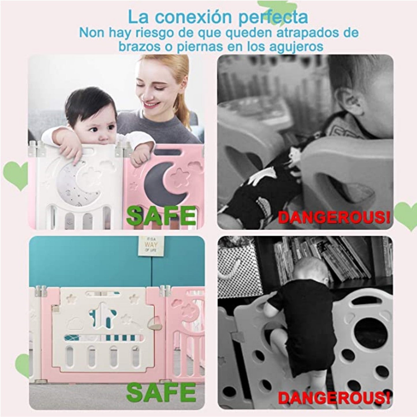 Corral Bebe Multiformas Plástico 8+2 Plegable Rosado