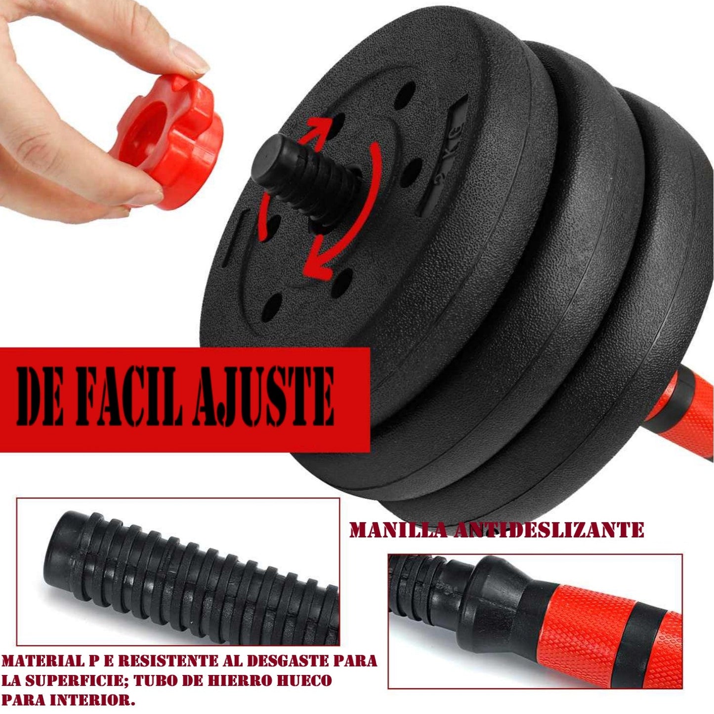 Set de Mancuernas 30 kg mas unión