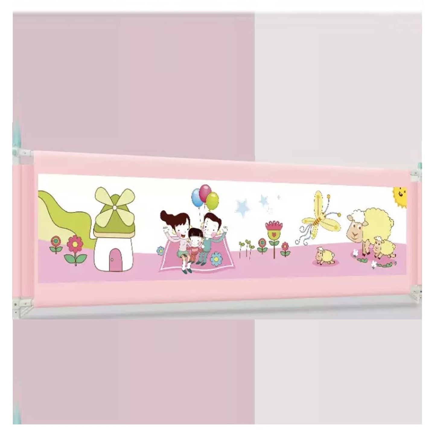 Baranda de Cama Seguridad para bebe plegable 180cm Rosado