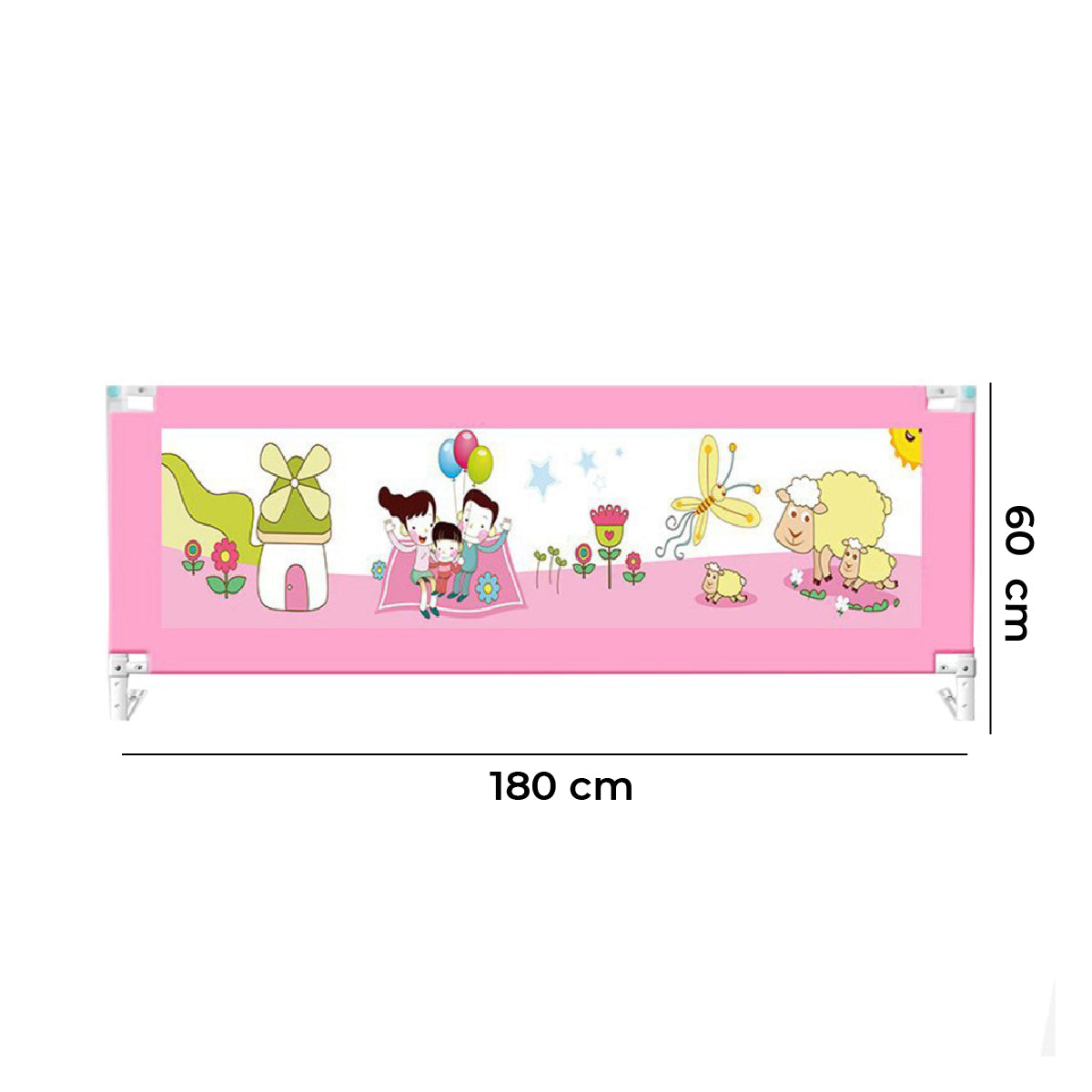 Baranda de Cama Seguridad para bebe plegable 180cm Rosado