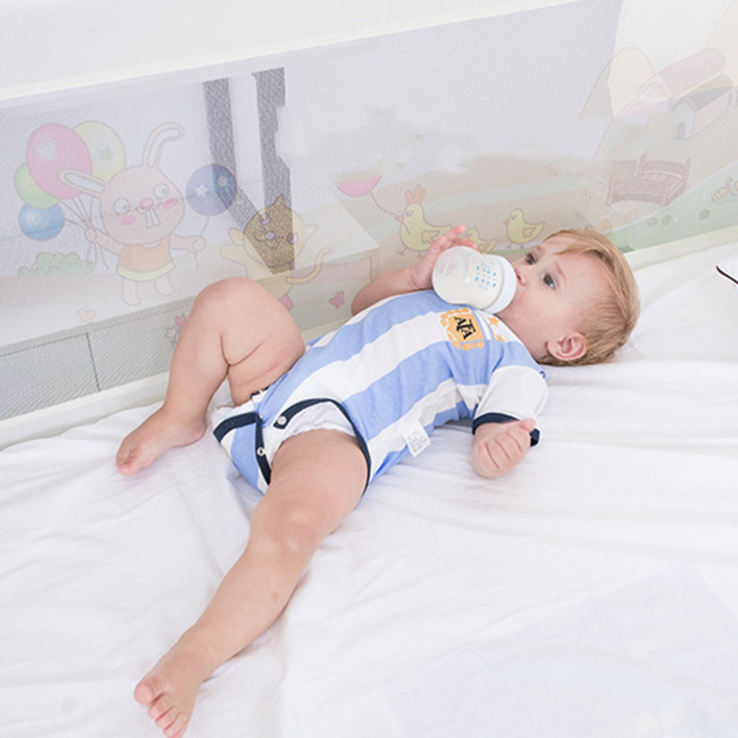 Baranda De Cama Seguridad Bebe Plegable 180cm Gris
