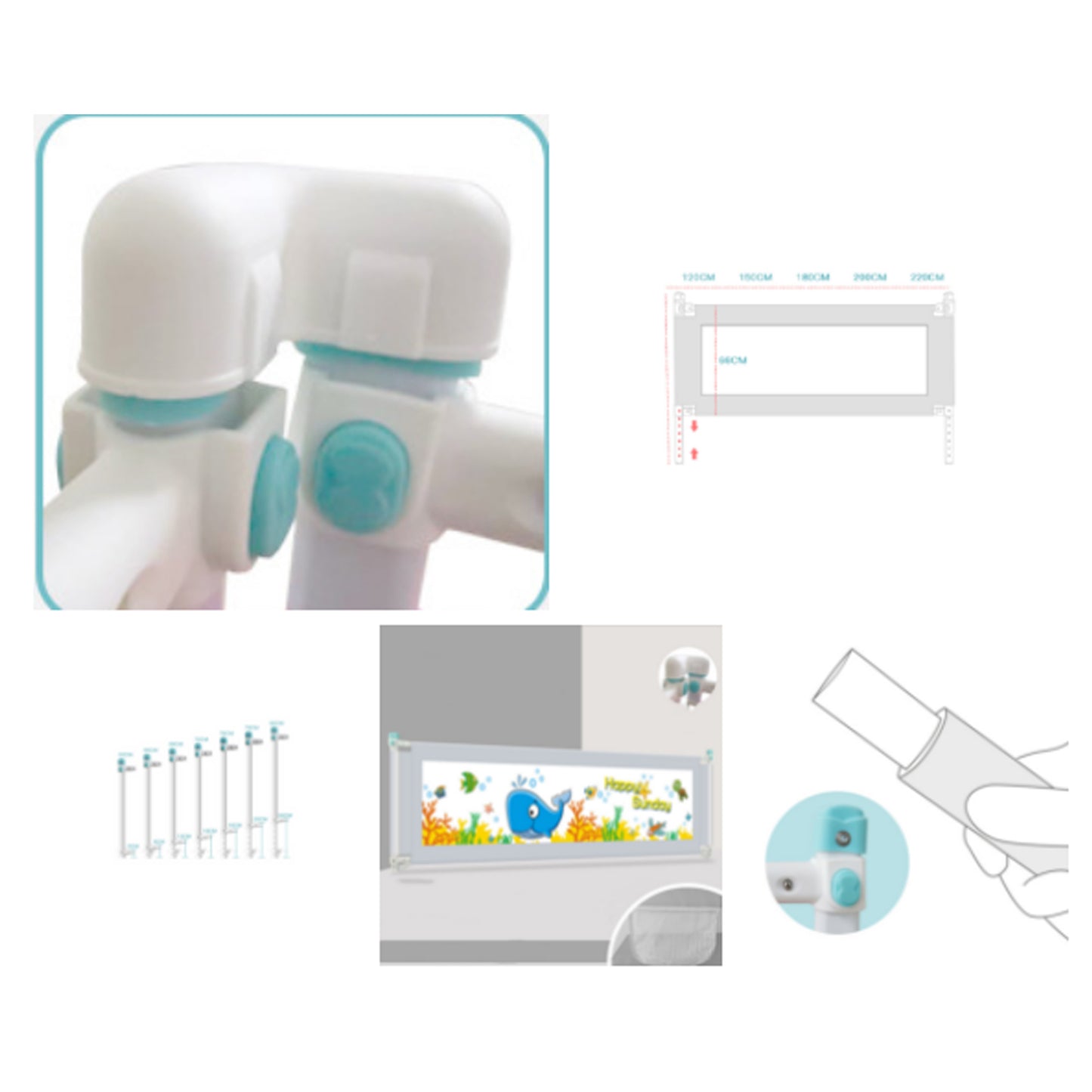 Baranda De Cama Seguridad Bebe Plegable 180cm Gris