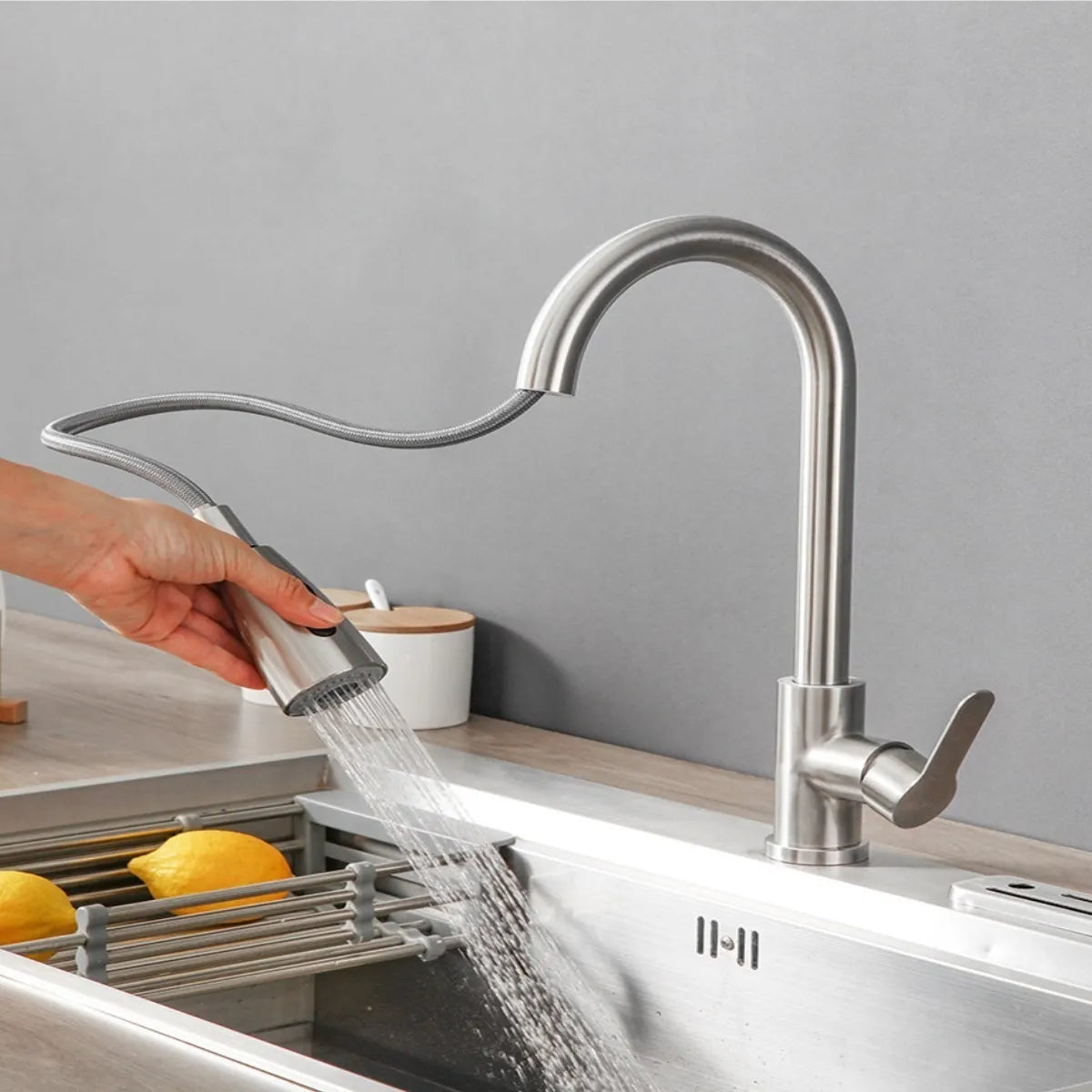 Llave Monomando Grifo Extraible Para Lavaplatos Cromada