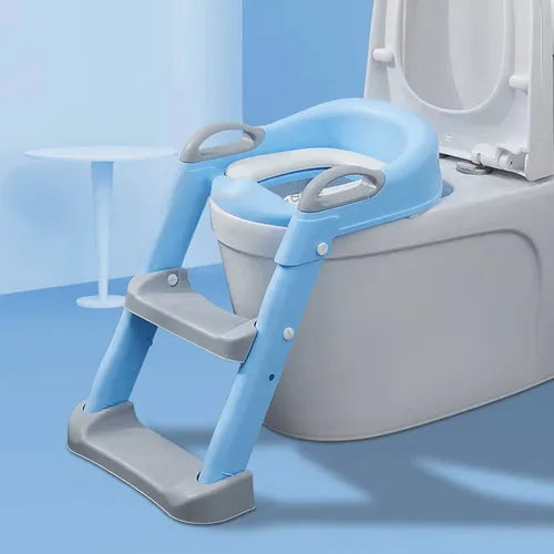Escalera Pelela Niños Asiento Adaptador De Baño Celeste Liso