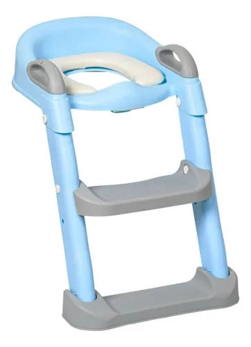 Escalera Pelela Niños Asiento Adaptador De Baño Celeste Liso