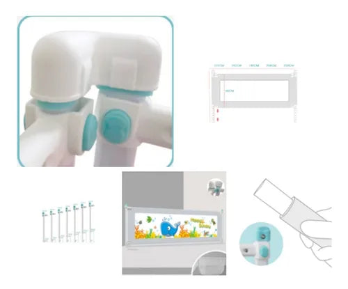 Baranda De Cama Seguridad Para Bebe Plegable 150cm Gris