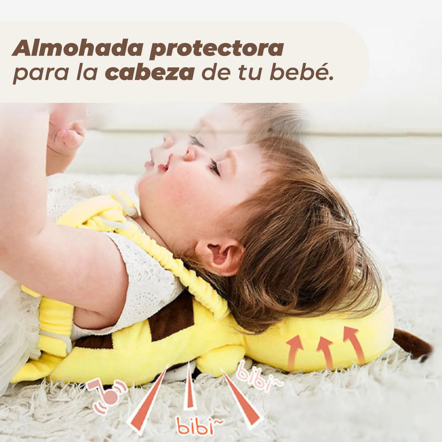 Cojin Mochila Ajustable Antigolpes Protección Bebes Abejita