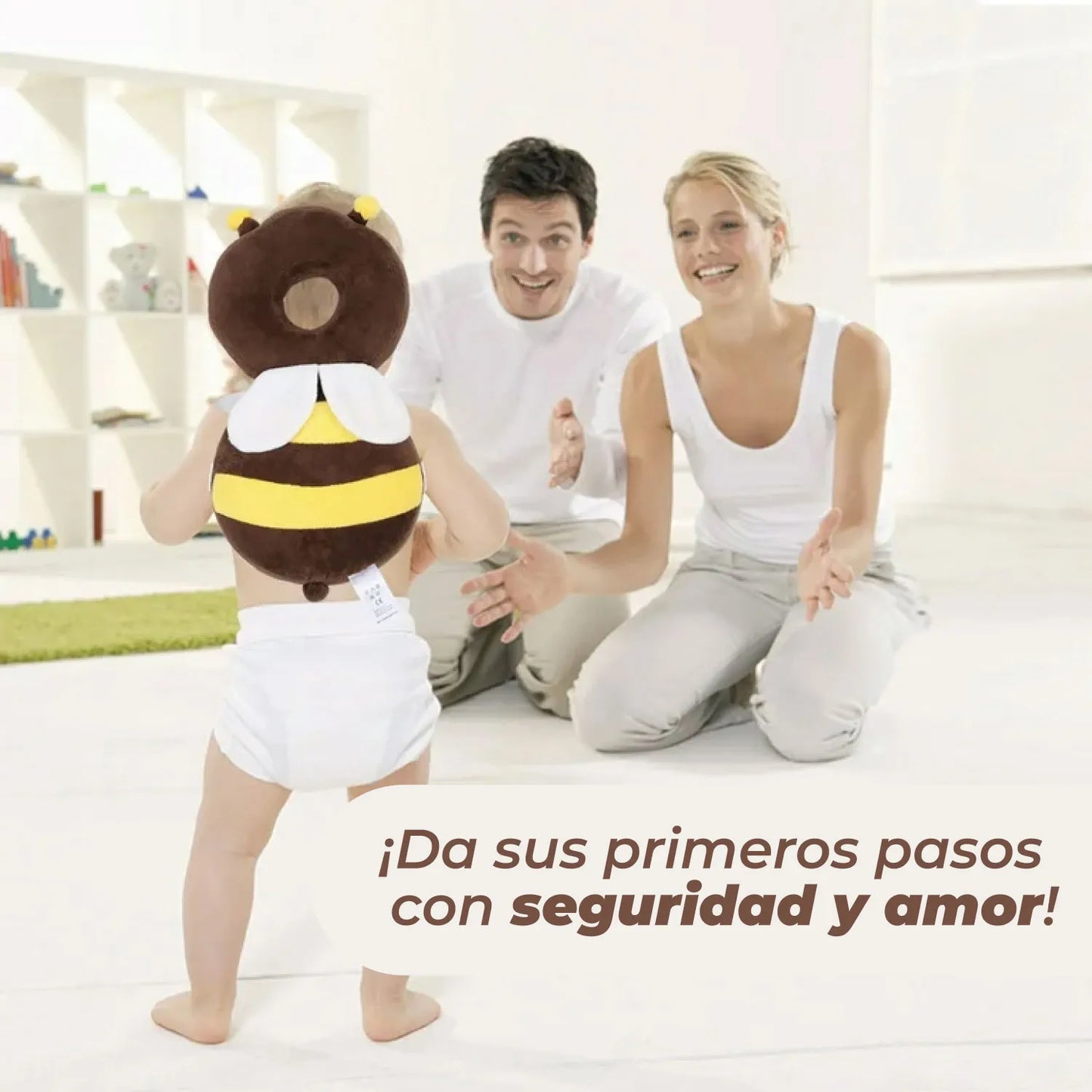 Cojin Mochila Ajustable Antigolpes Protección Bebes Abejita