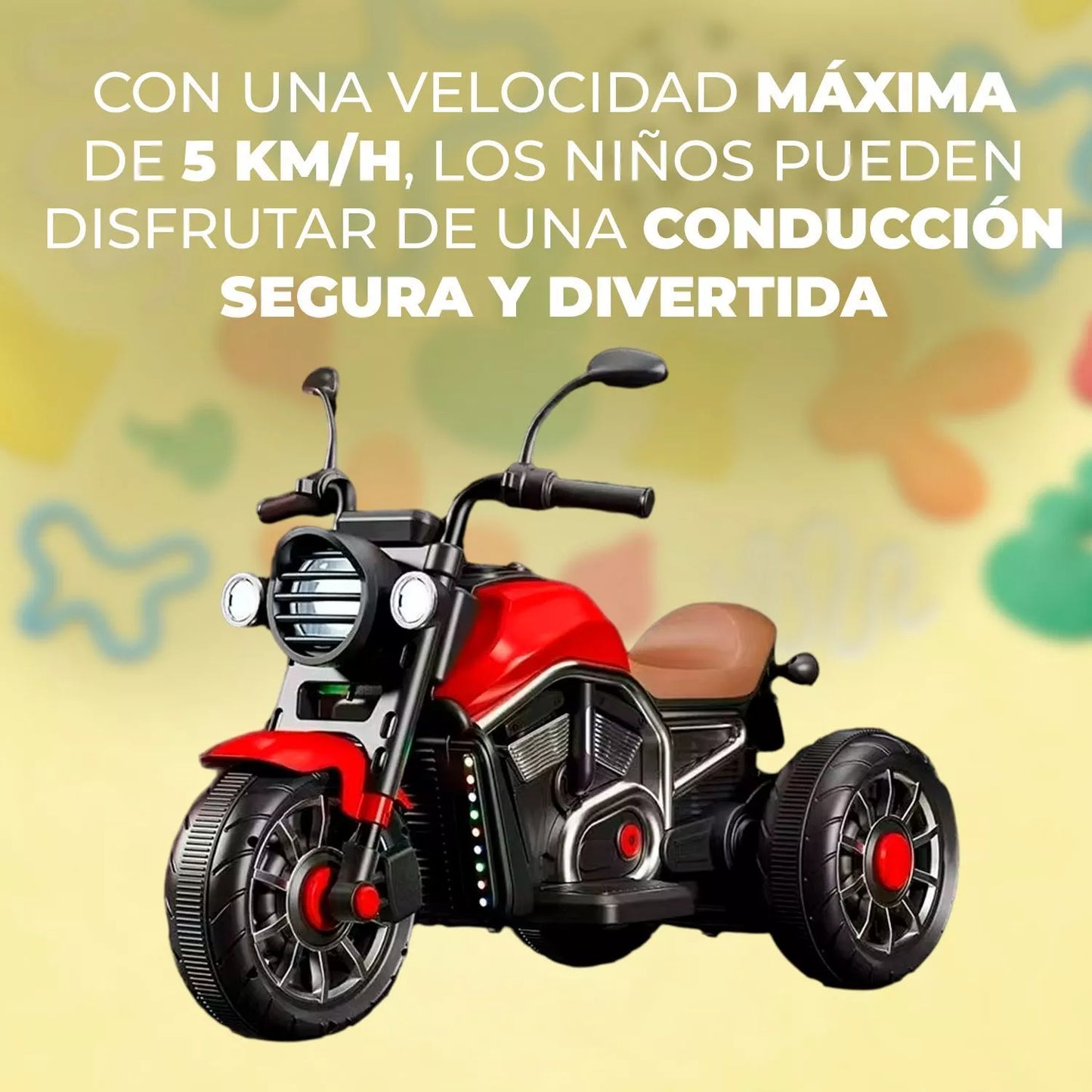 Moto Eléctrica Para Niños Motocicleta Clásica Luz Y Sonidos Roja
