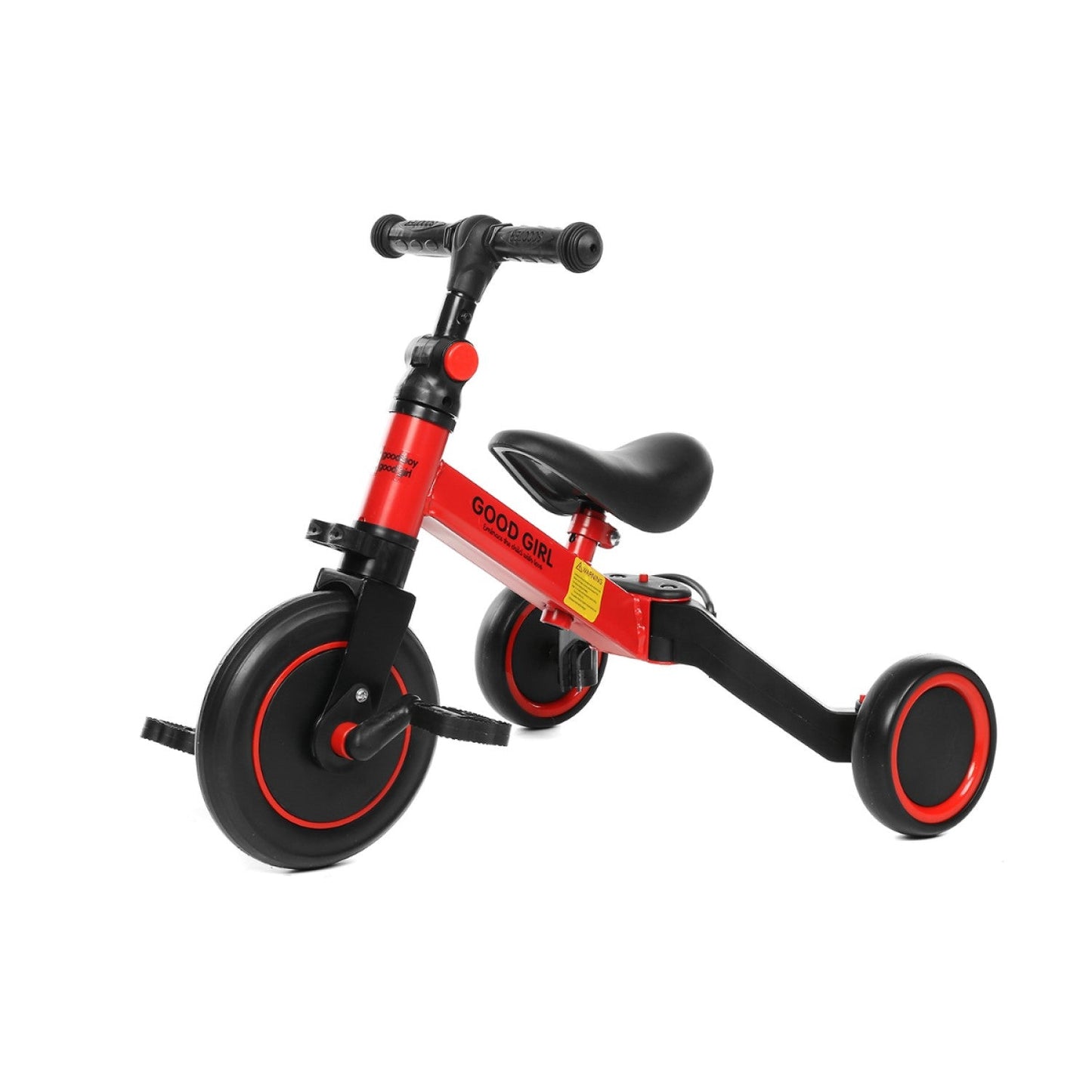 Triciclo Correpasillos Rojo 3 en 1 Manillar Ergonomico Ajustable Sillin Acolchado Ruedas Traseras 50x69x50 cm