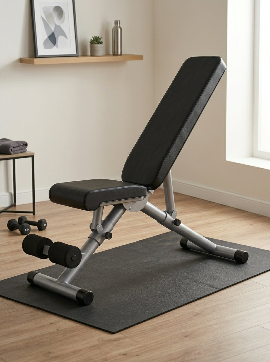 Banco Abdominales Multiposicion 5 Ajustes Rodillos Dobles Acolchado 150 kg Acero
