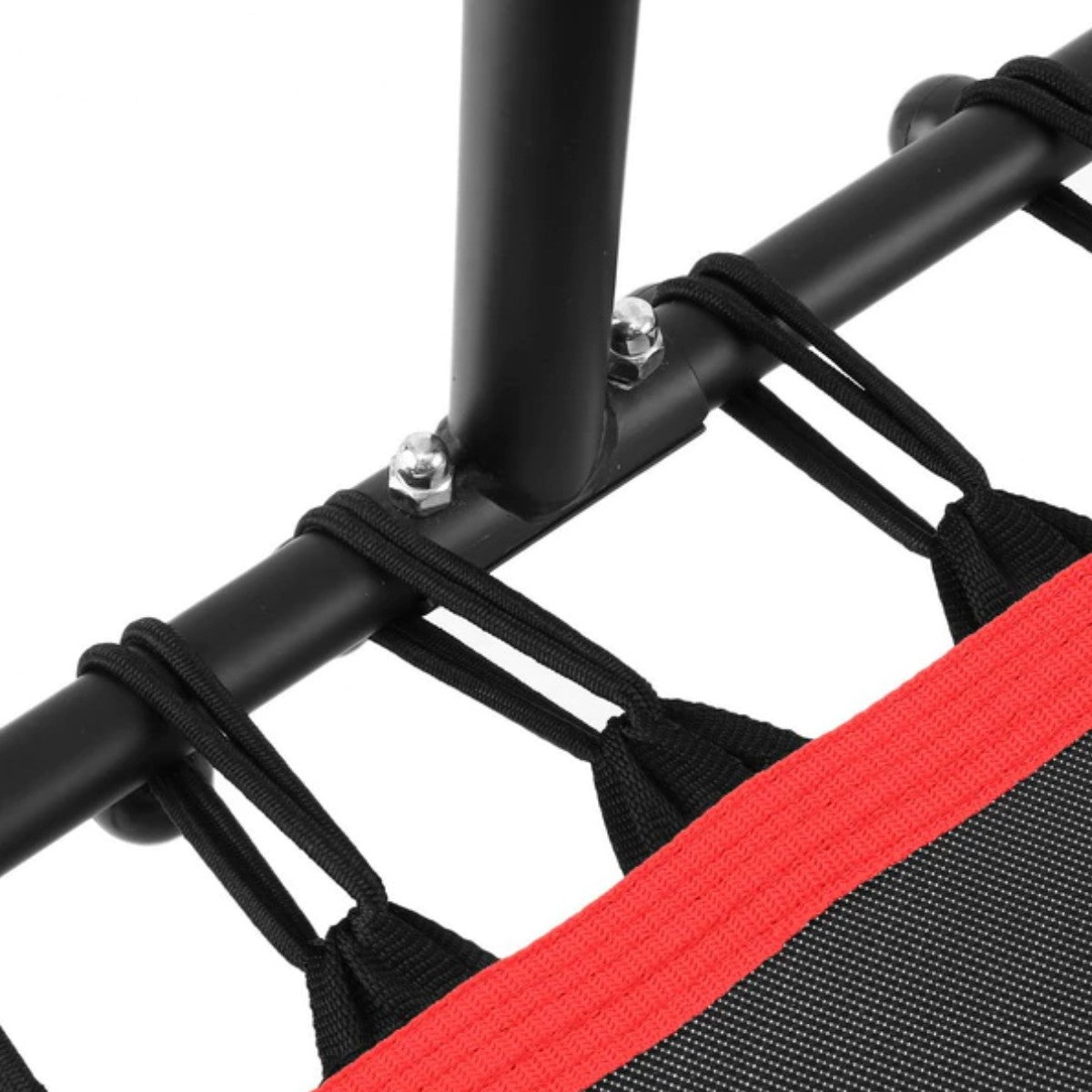 Trampolin Fitness Hexagonal 115 cm Rojo Mango Ajustable 42 Cuerdas 150 kg Power Jump