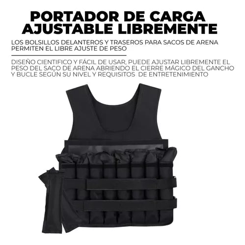 Chaleco de Peso 10Kg Lastre Ajustable Pro Entrenamiento