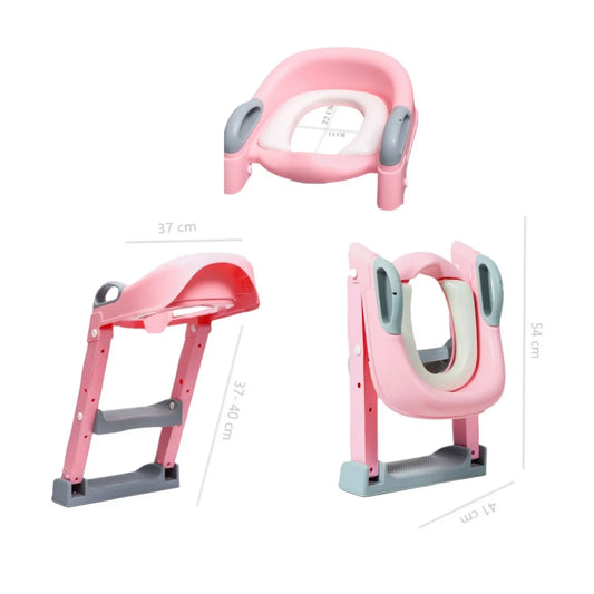 Escalera Pelela 3 en 1 Rosada Escalon Reductor Asiento Acolchado Antideslizante Lavable
