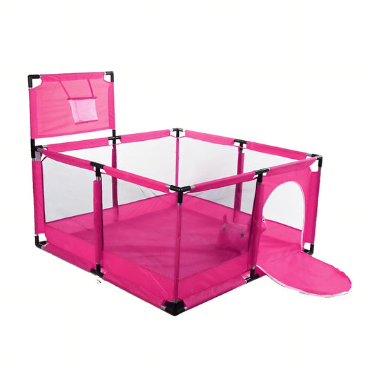 Corral Seguridad Bebes Con Aro De Basket + Pelotas de regalo, 128cm Rosado