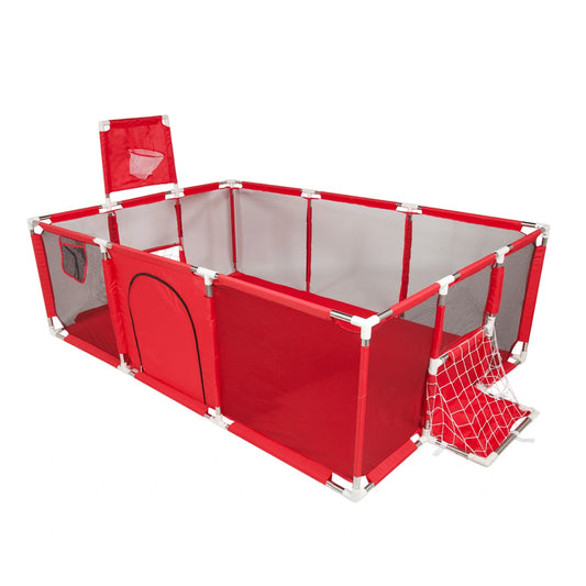Corral Seguridad Bebes Con Aro De Basket + Pelotas de regalo, 180cm Rojo