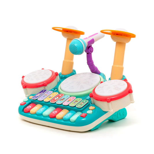 Batería Juguete Piano Musical Didáctico 5 En 1 Micrófono