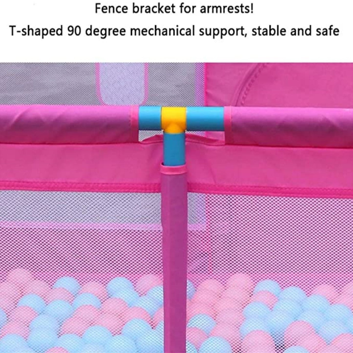 Corral Seguridad Bebes Con Aro De Basket  + Pelotitas, 180cm Rosado