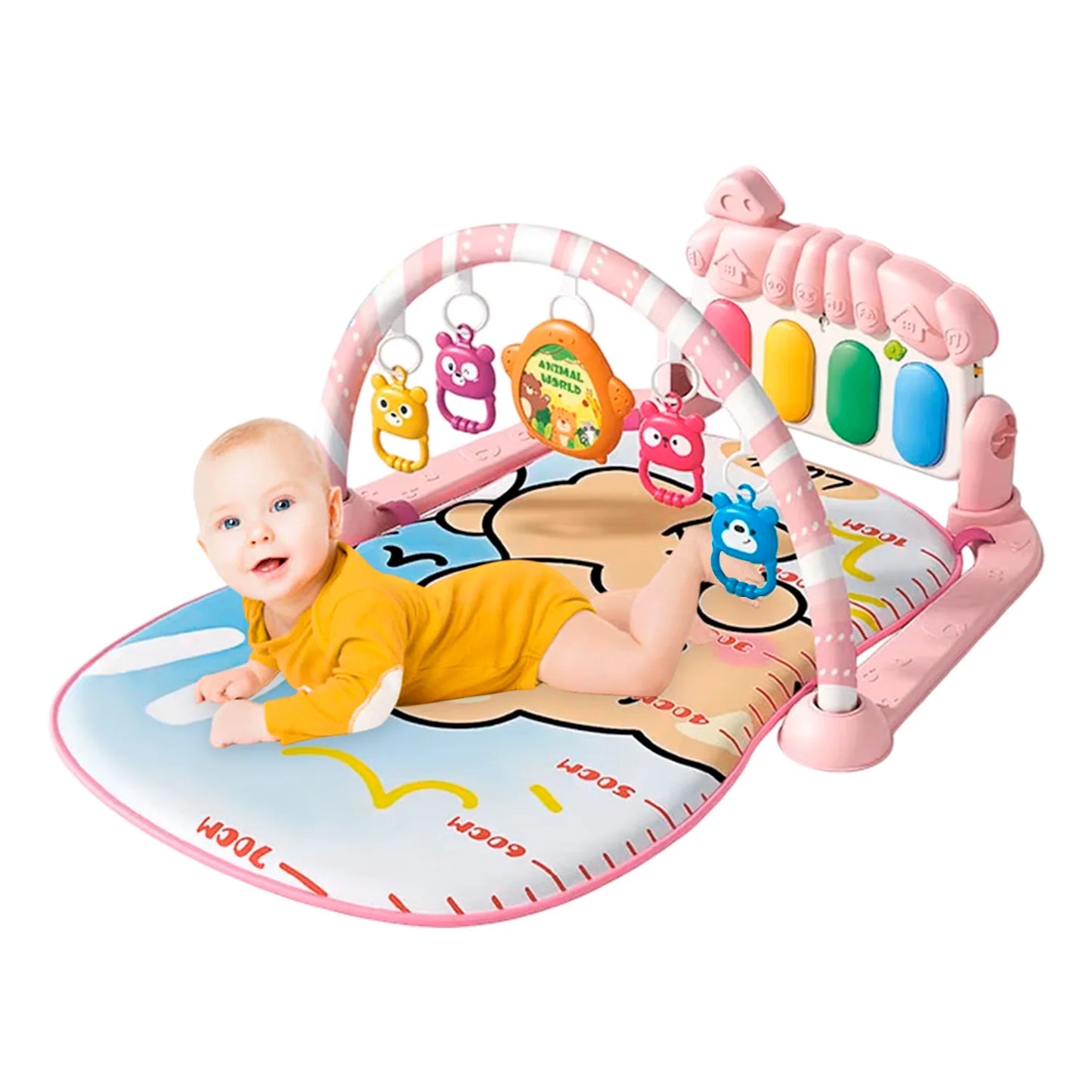 Gimnasio Alfombra Bebe Piano 3 en 1 Little Bear Rosado
