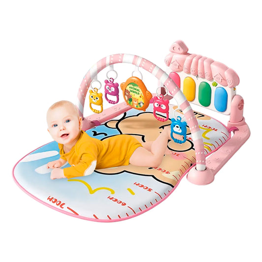 Gimnasio Alfombra Bebe Piano 3 en 1 Little Bear Rosado